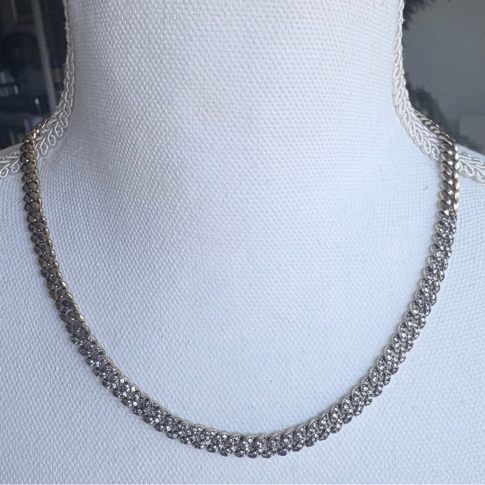 Serefina by Anthropologie Gold Plated Chain Necklace with Silver Gemstones